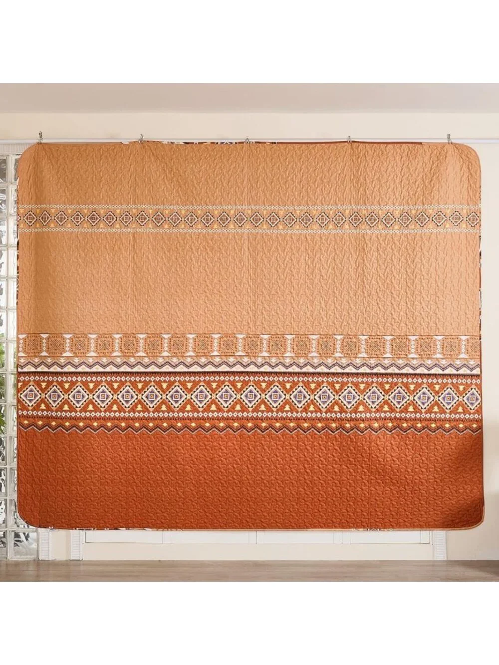 California King Quilt Set - Orange Fall Bedspread for Thanksgiving Decor